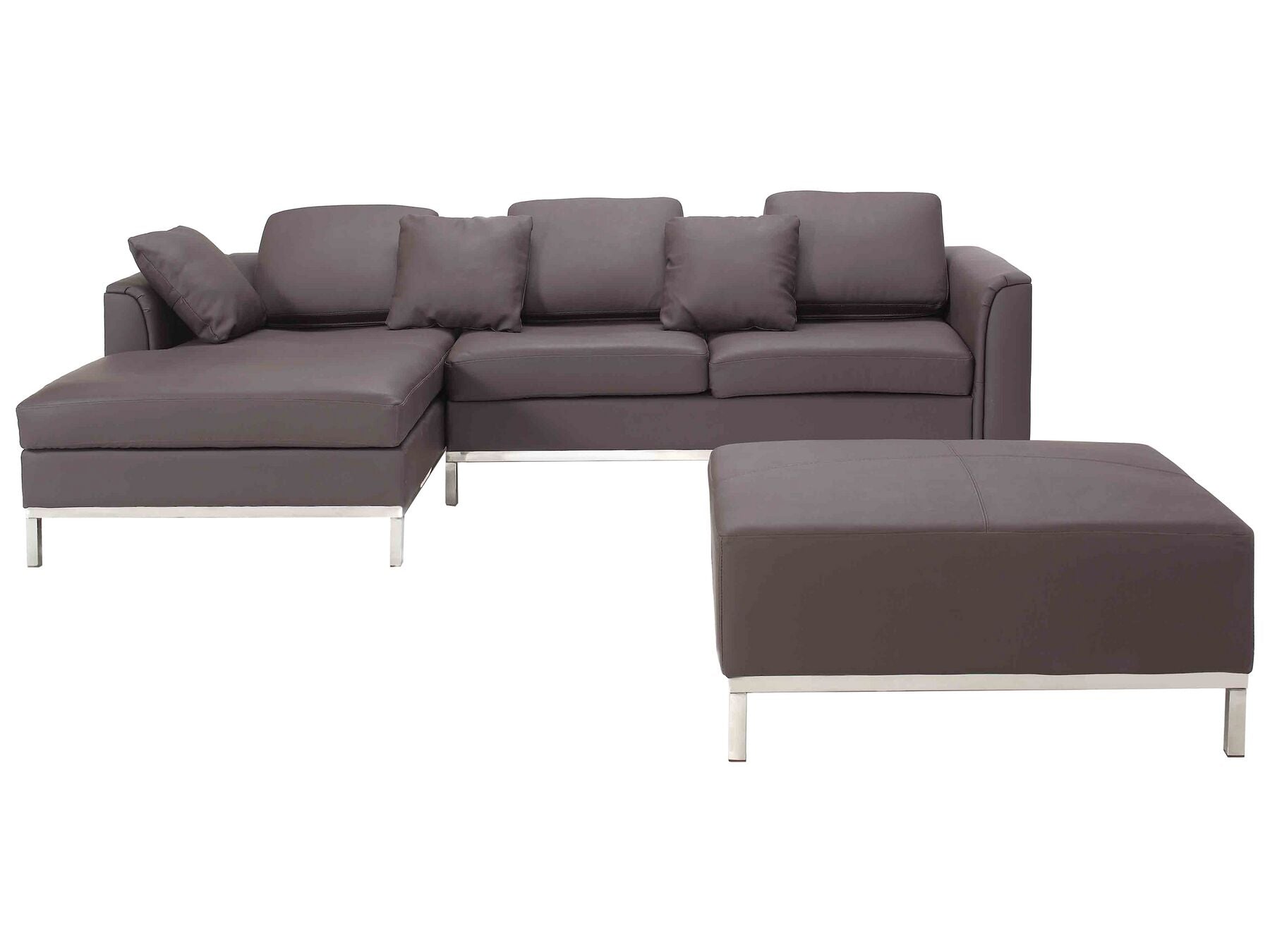 Corner Sofa OSLO Leather Brown with Ottoman 5 Seater Right Hand