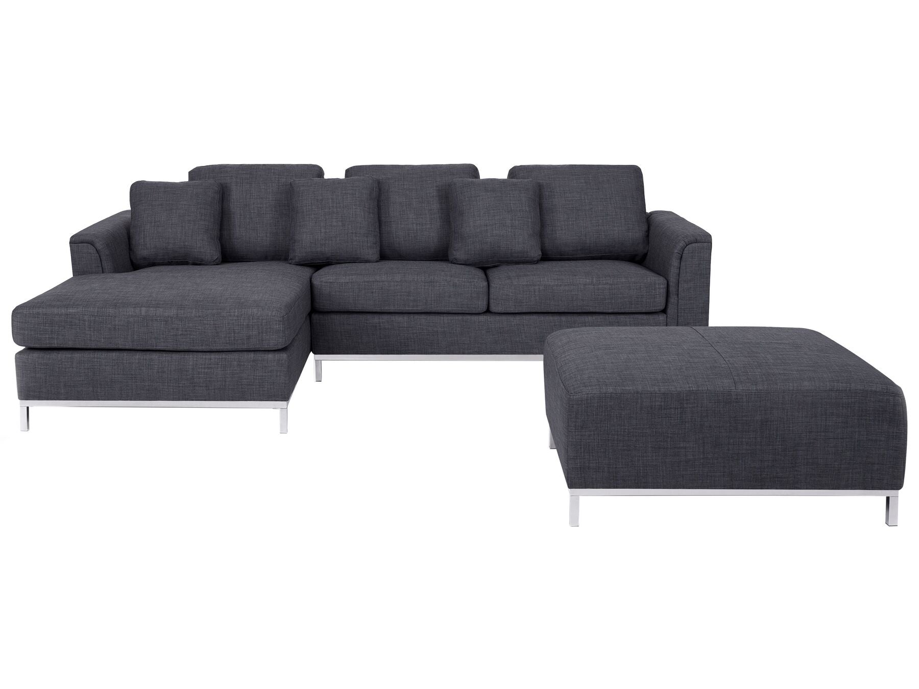 Corner Sofa OSLO Fabric Dark Grey with Ottoman 5 Seater Right Hand