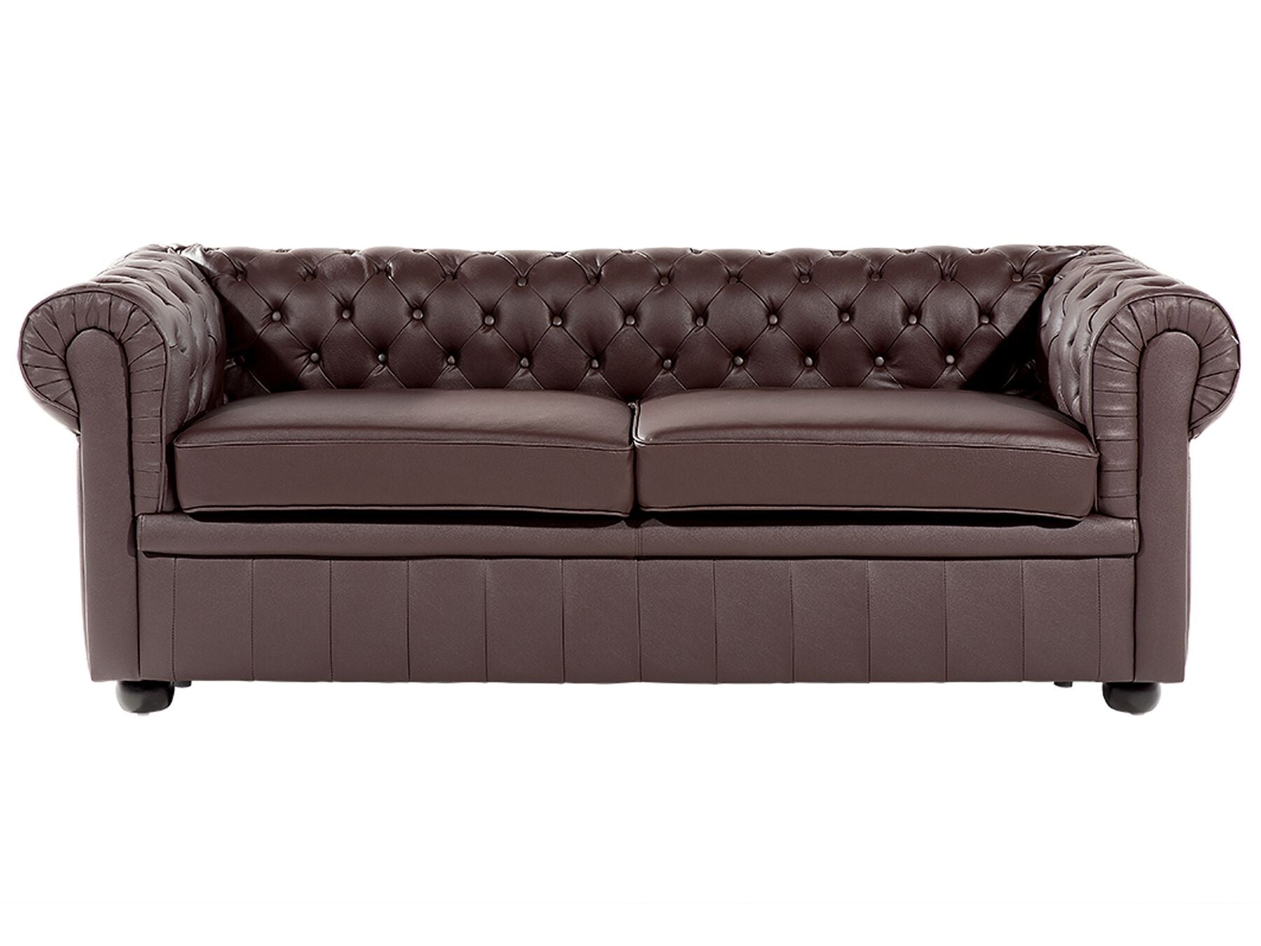 3 Seater Leather Sofa Brown CHESTERFIELD