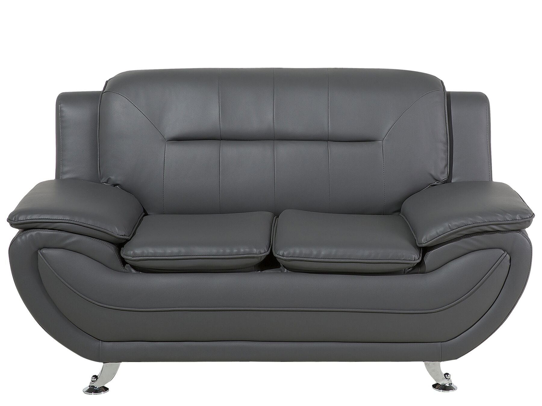 2 Seater Faux Leather Sofa Grey LEIRA