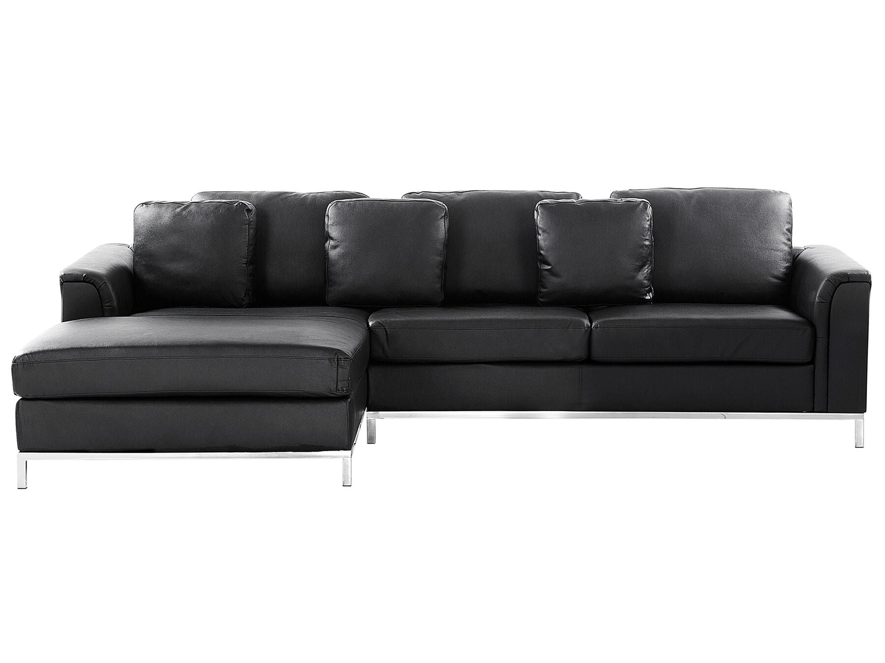 Corner Sofa OSLO Leather Black 4 Seater Right Hand