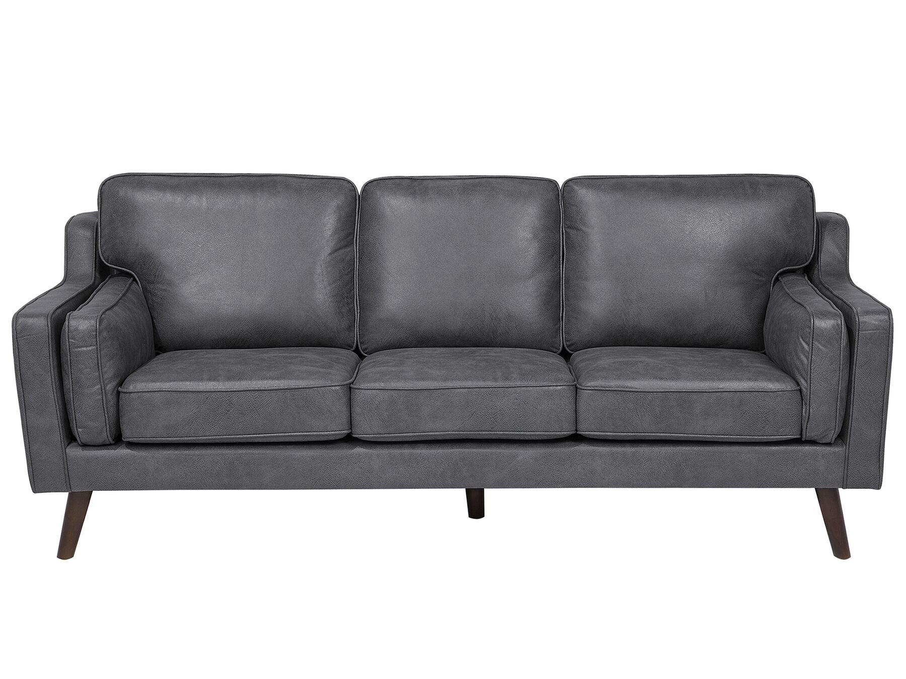 3 Seater Sofa Faux Leather Grey LOKKA
