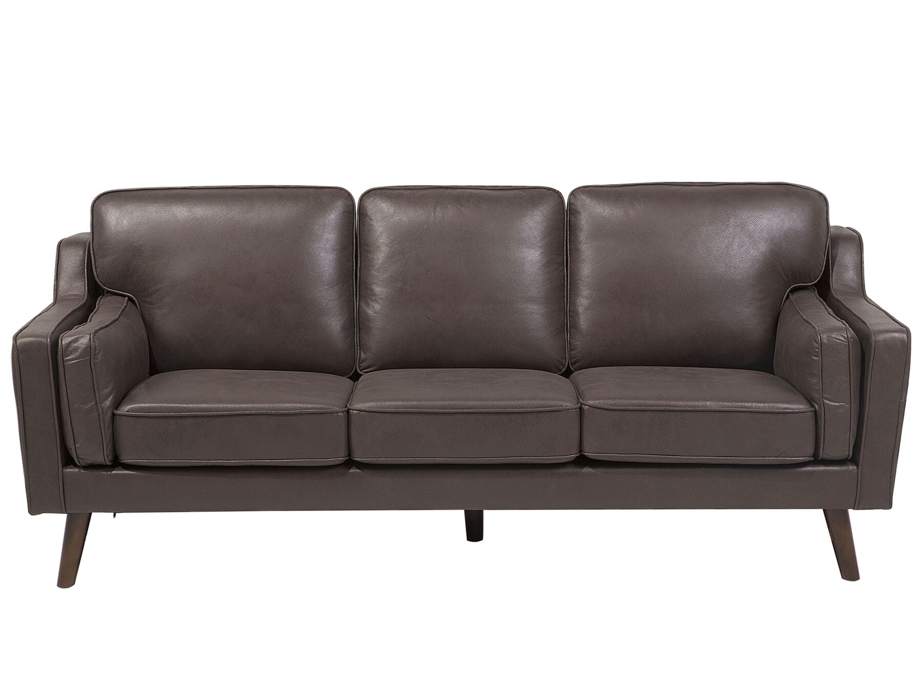 3 Seater Sofa Faux Leather Brown LOKKA