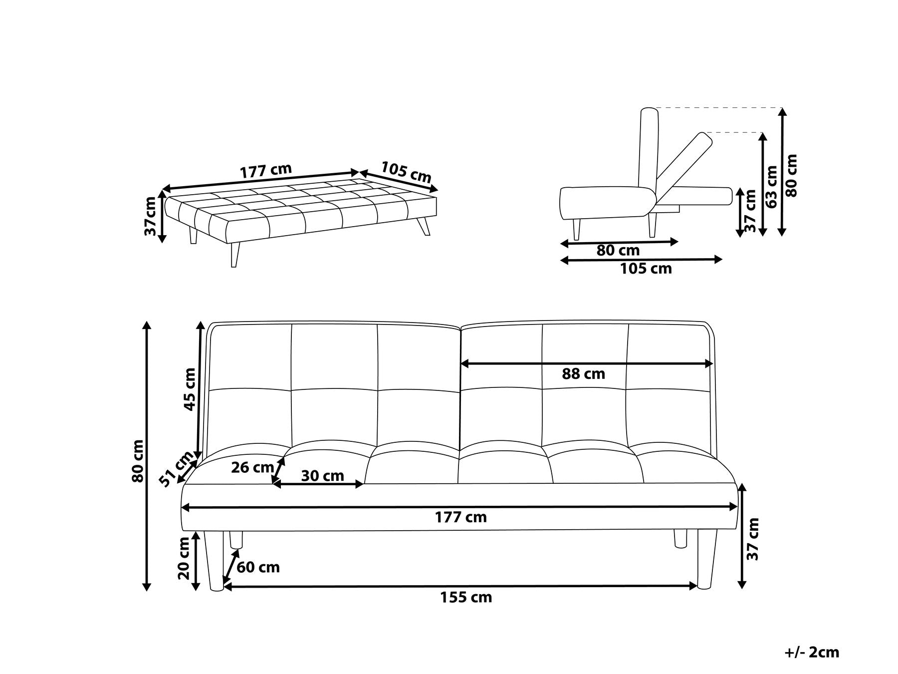 Sofa Bed SILJAN Fabric Sea Blue 3 Seater