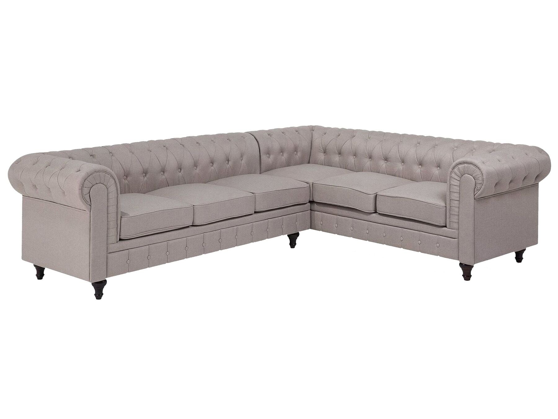 Corner Sofa CHESTERFIELD Fabric Beige 6 Seater Left Hand