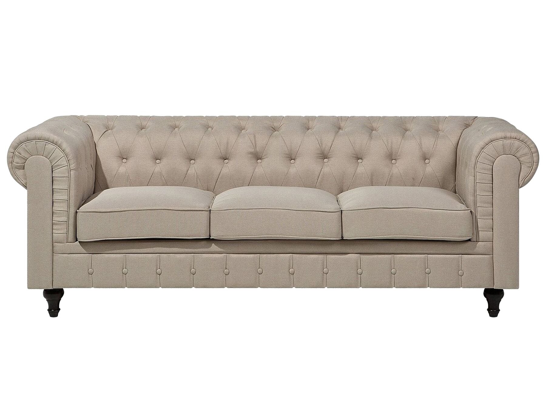 3 Seater Fabric Sofa Beige CHESTERFIELD Big