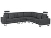 Corner Sofa Fabric Dark Grey 6 Seater Left Hand