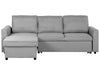 Corner Sofa Bed Fabric Light Grey with Storage 3 Seater Right Hand
