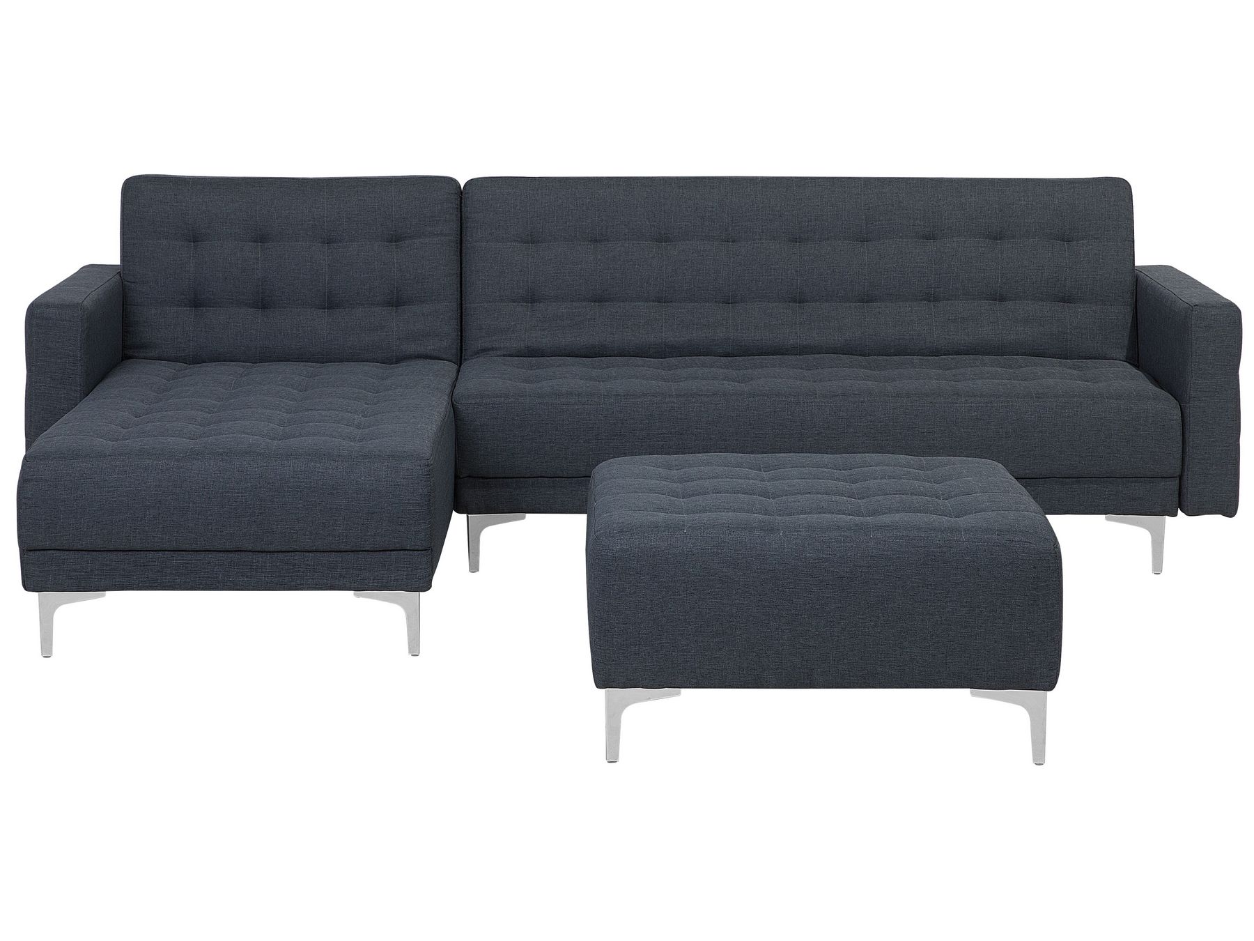 Modular Corner Sofa Bed ABERDEEN Fabric Dark Grey with Ottoman 4 Seater Right Hand