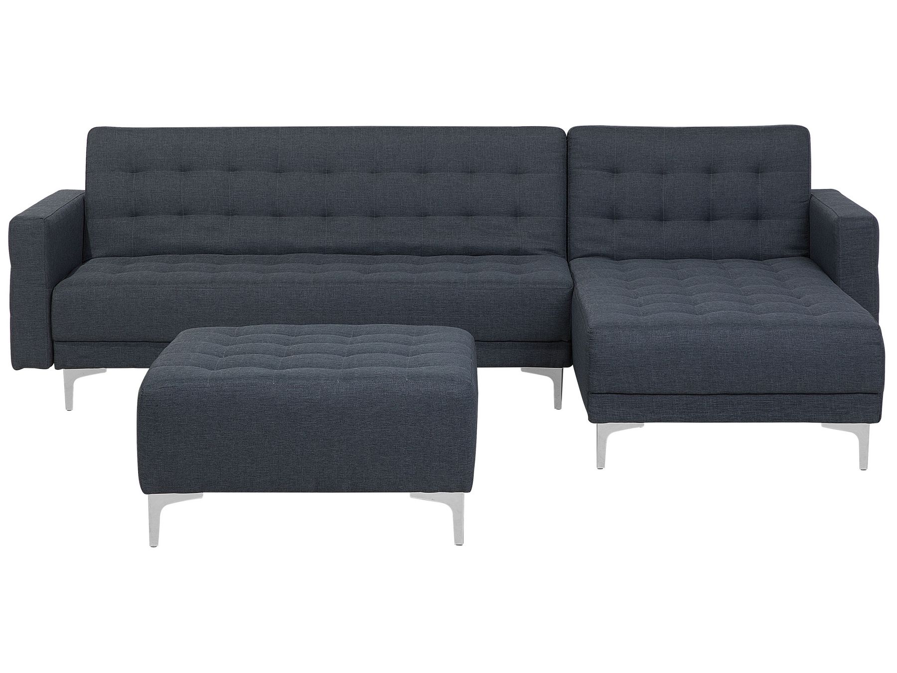 Modular Corner Sofa Bed ABERDEEN Fabric Dark Grey with Ottoman 4 Seater Left Hand