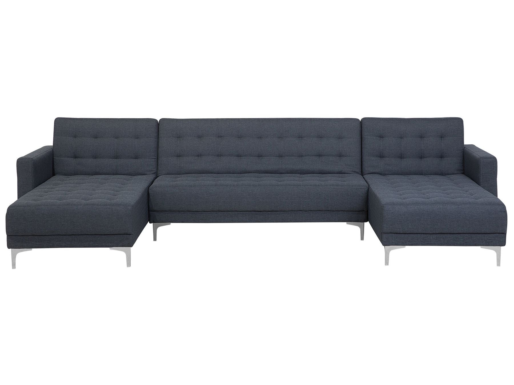 Modular U-Shape Sofa Bed ABERDEEN Fabric Dark Grey 5 Seater