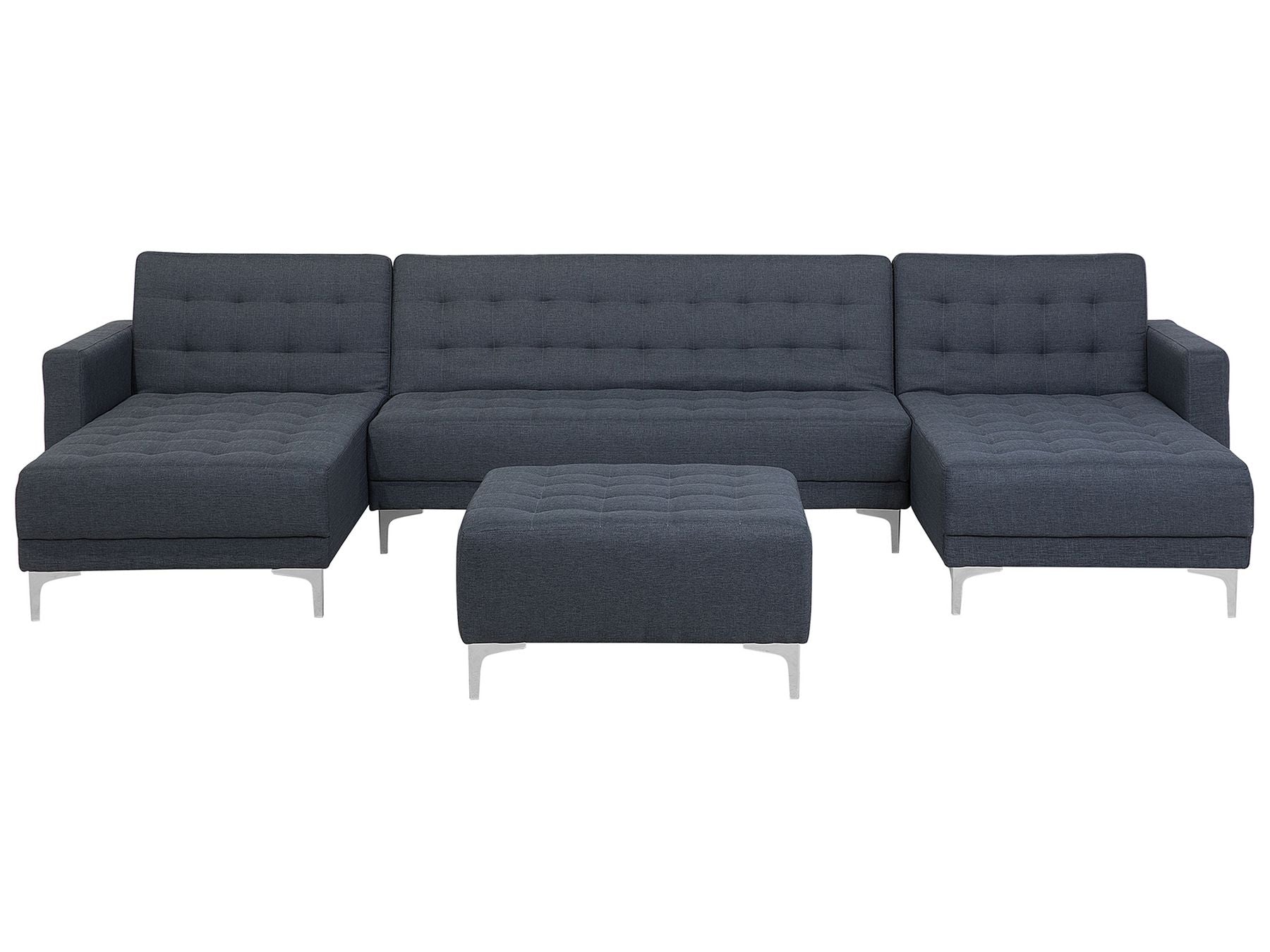 Modular U-Shape Sofa Bed ABERDEEN Fabric Dark Grey with Ottoman 5 Seater