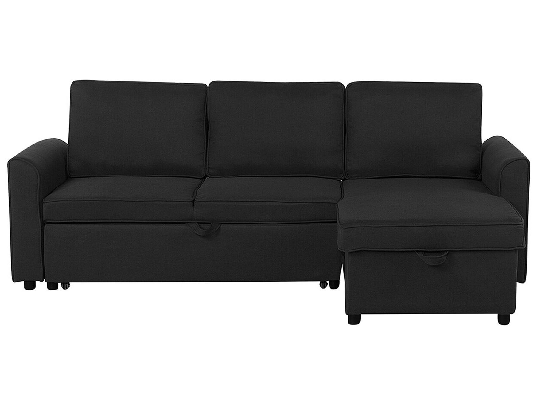 Corner Sofa Bed NESNA Fabric Black with Storage 3 Seater Left Hand
