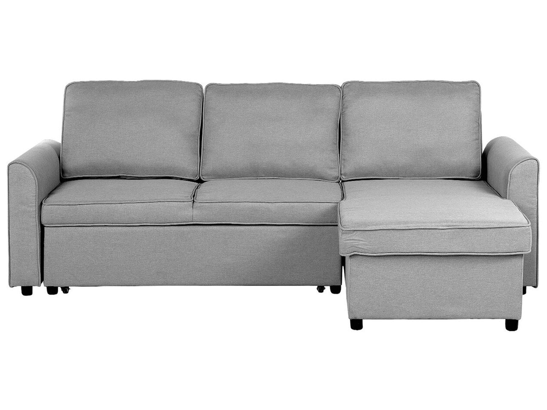 Corner Sofa Bed NESNA Fabric Light Grey with Storage 3 Seater Left Hand