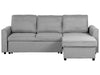 Corner Sofa Bed Fabric Light Grey with Storage 3 Seater Left Hand