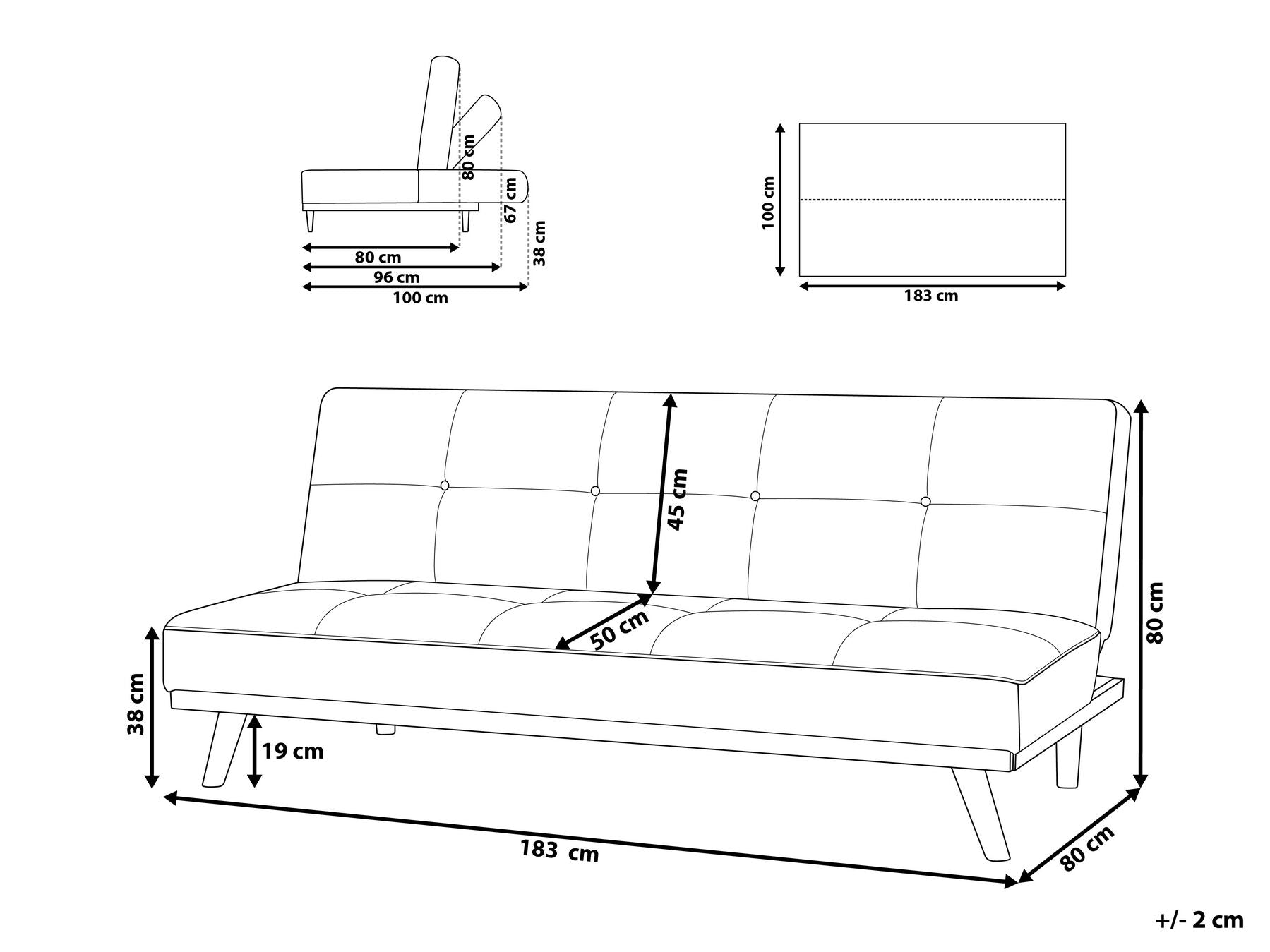 Sofa Bed FROYA Fabric Dark Grey 3 Seater