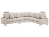Corner Sofa Fabric Beige 6 Seater Left Hand
