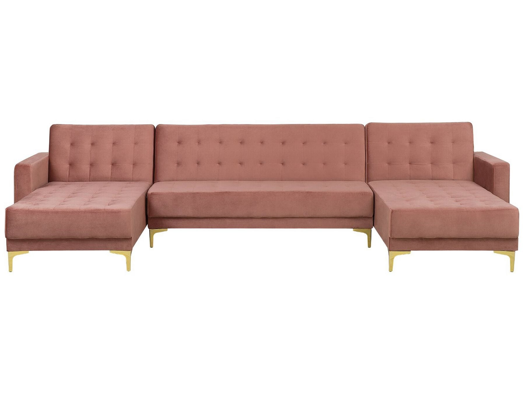 Modular U-Shape Sofa Bed ABERDEEN Velvet Pink 5 Seater