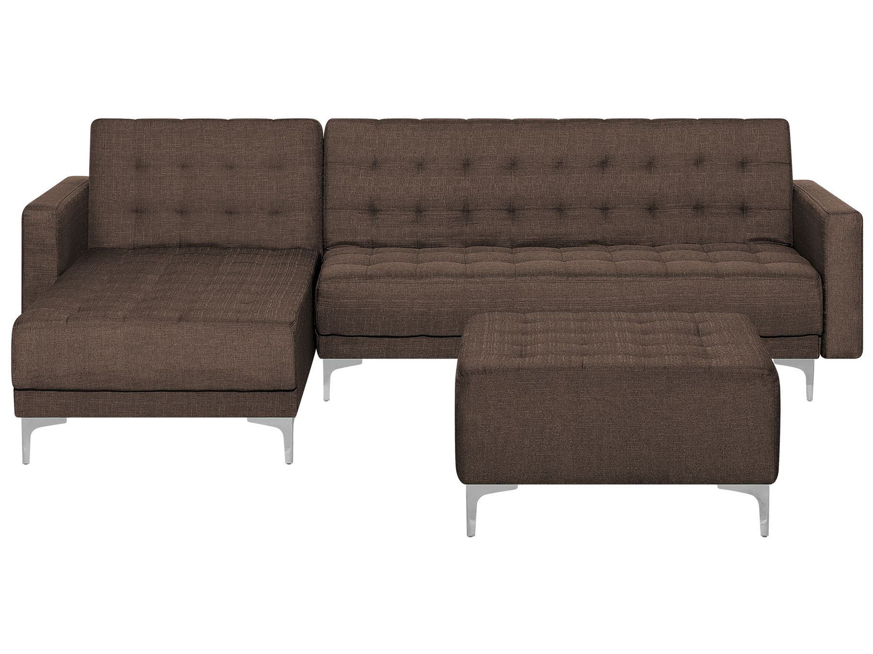 Modular Corner Sofa Bed ABERDEEN Fabric Dark Brown with Ottoman 4 Seater Right Hand
