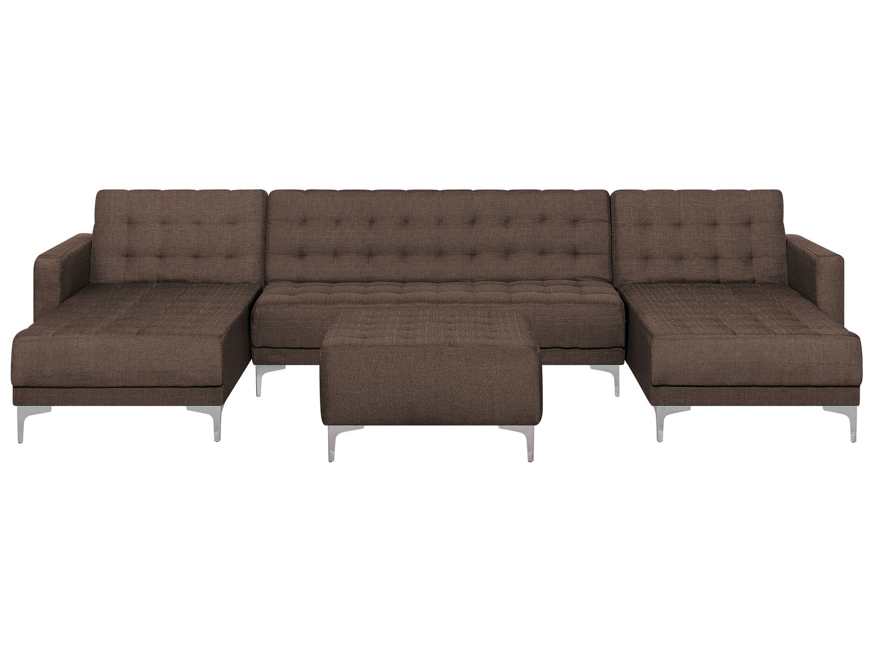Modular U-Shape Sofa Bed ABERDEEN Fabric Dark Brown with Ottoman 5 Seater