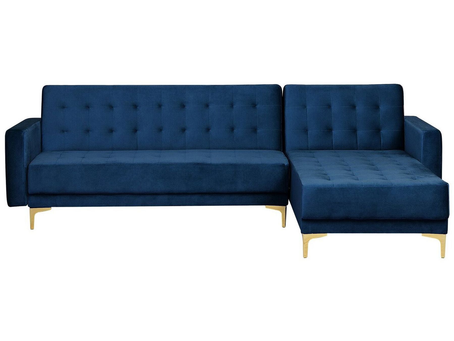 Modular Corner Sofa Bed ABERDEEN Velvet Navy Blue 4 Seater Left Hand