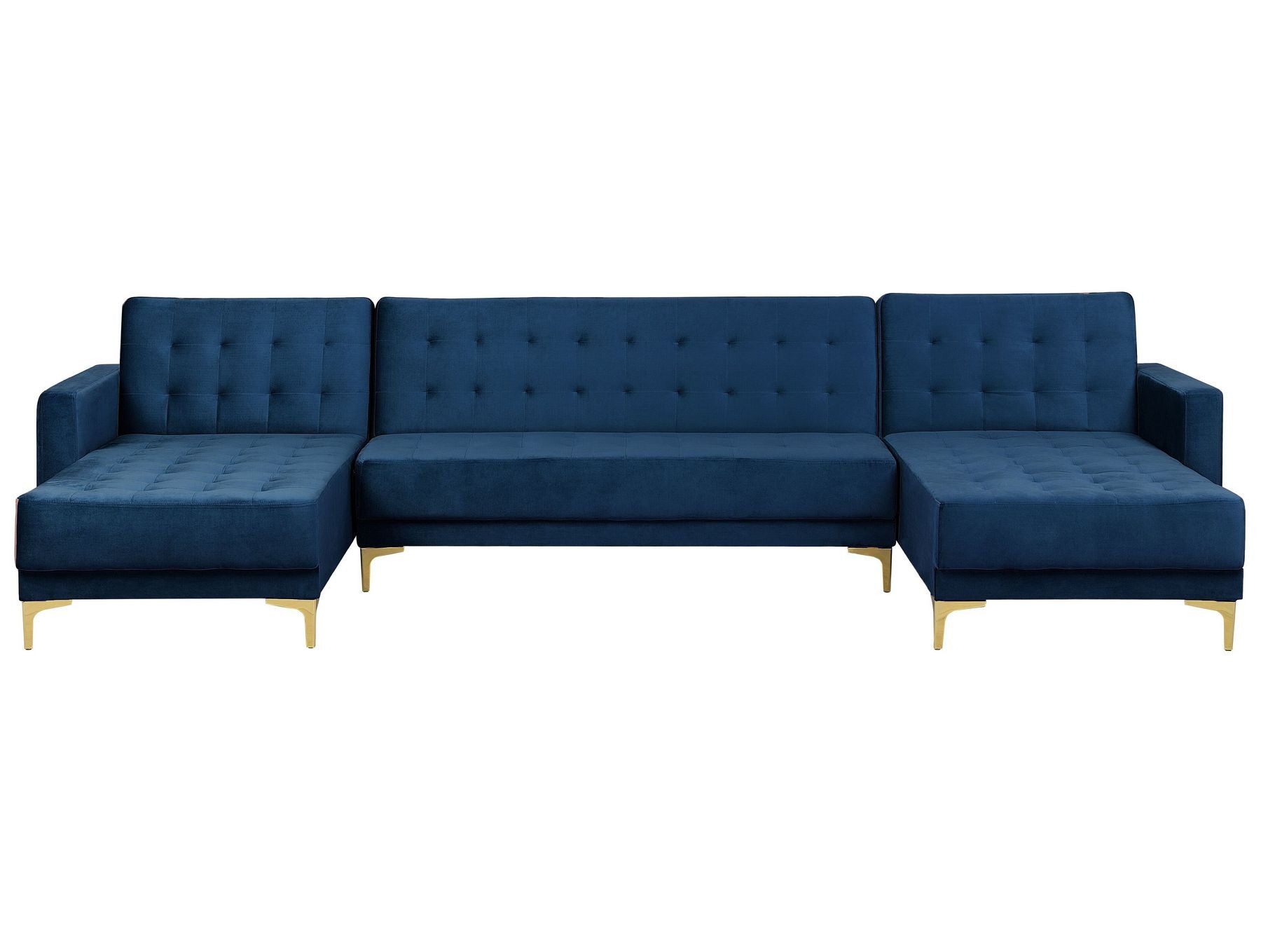 Modular U-Shape Sofa Bed ABERDEEN Velvet Navy Blue 5 Seater