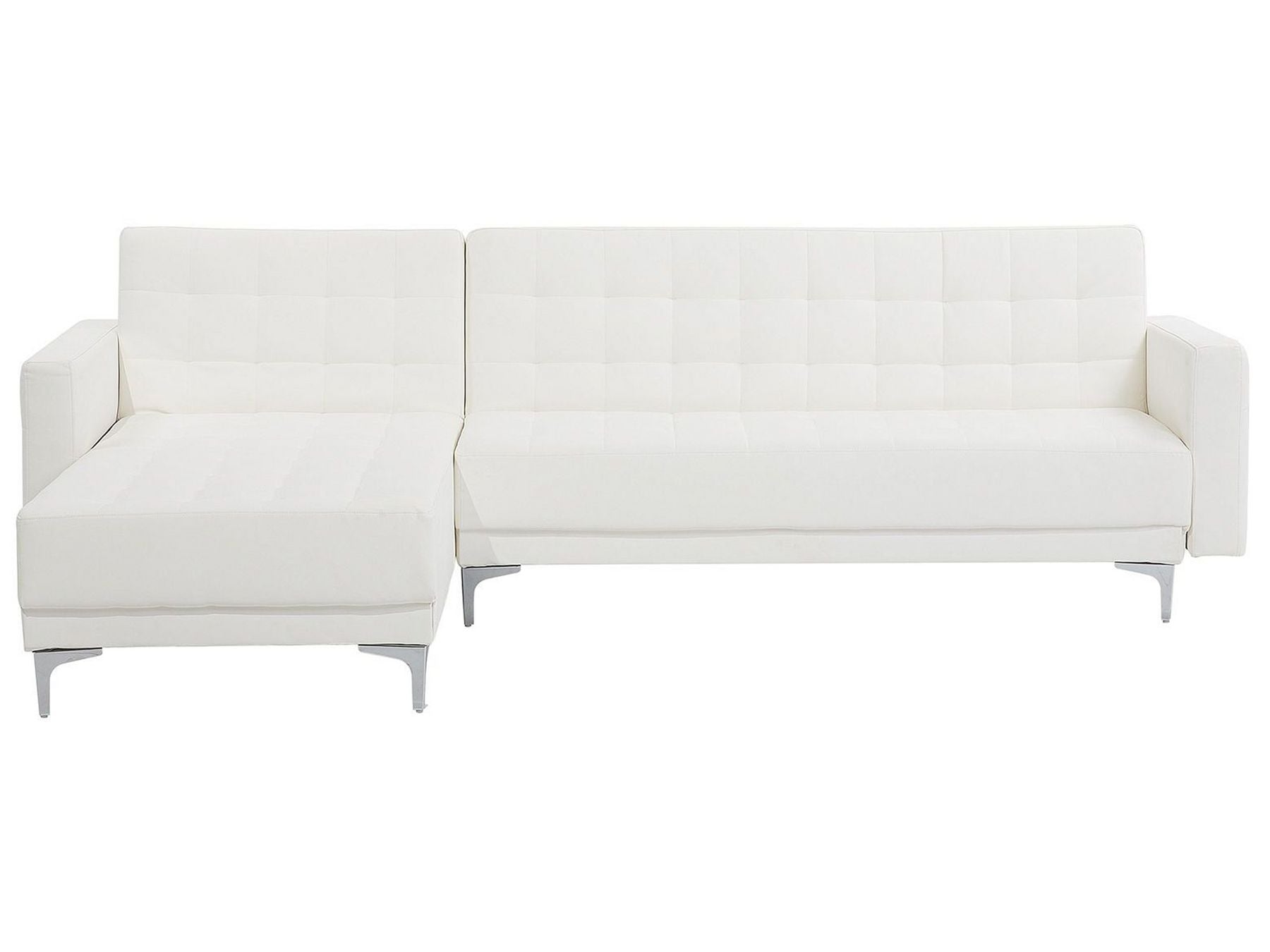 Modular Corner Sofa Bed ABERDEEN Faux Leather White 4 Seater Right Hand