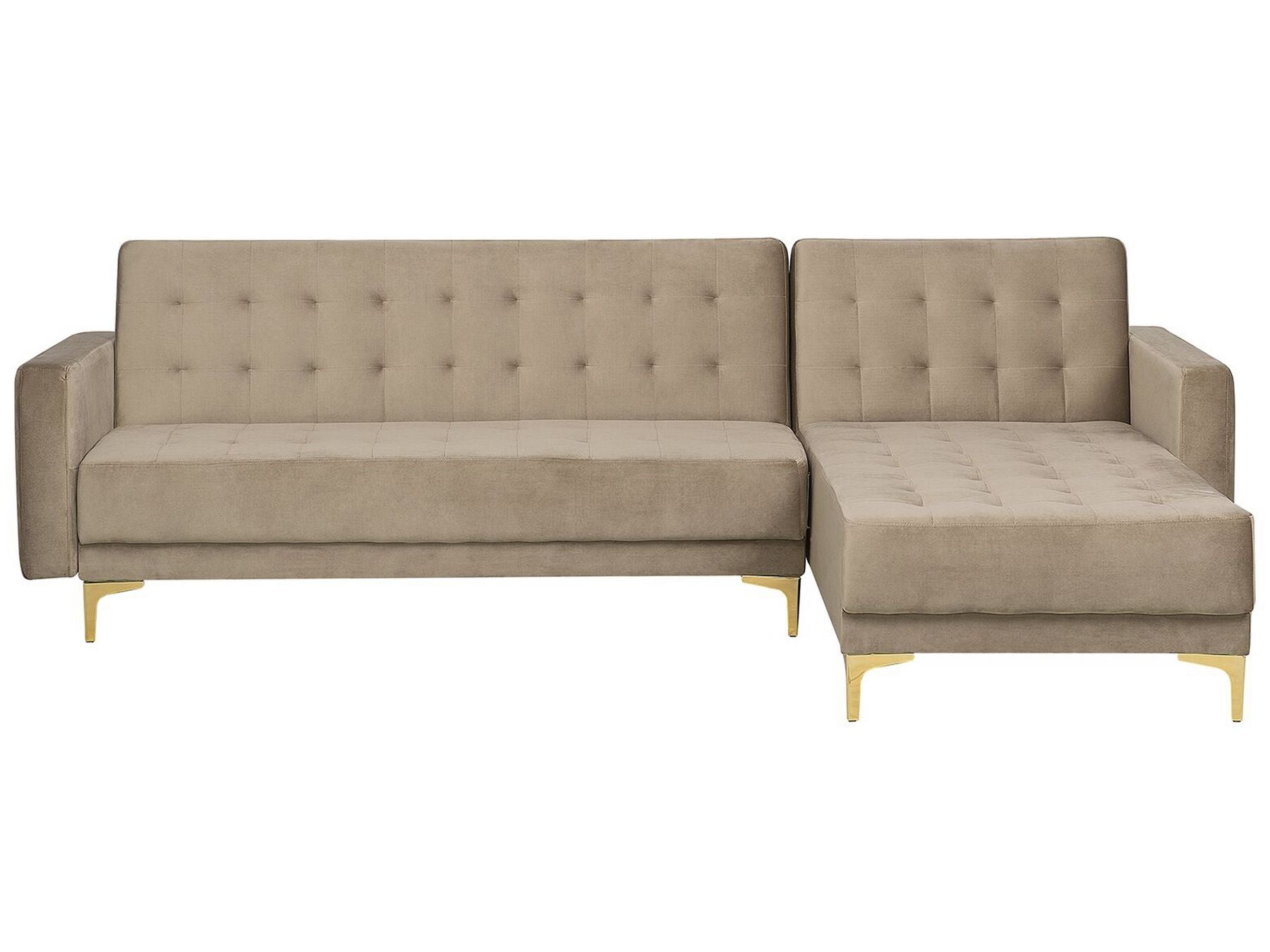 Modular Corner Sofa Bed ABERDEEN Velvet Sand Beige 4 Seater Left Hand