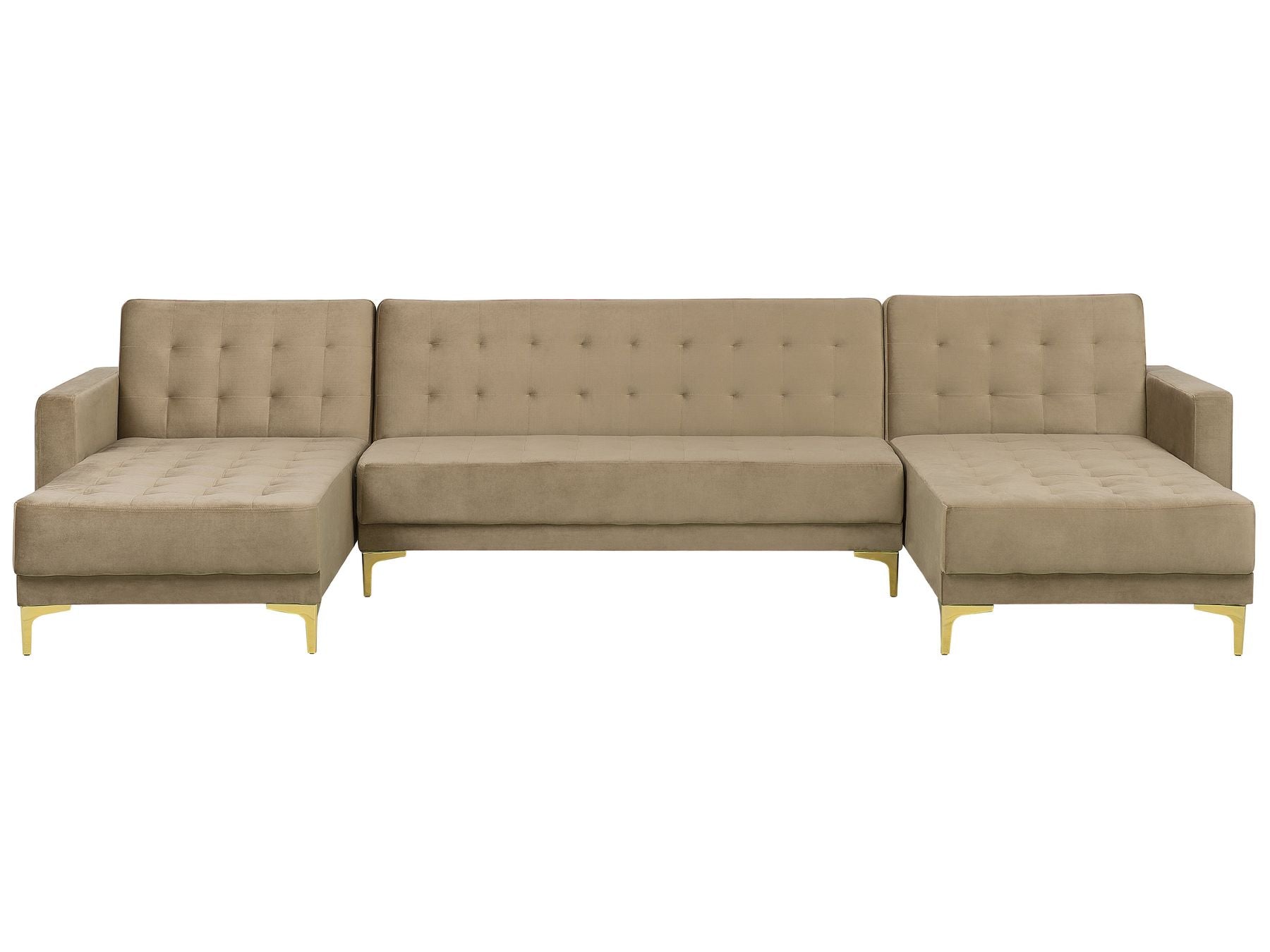 Modular U-Shape Sofa Bed ABERDEEN Velvet Sand Beige 5 Seater