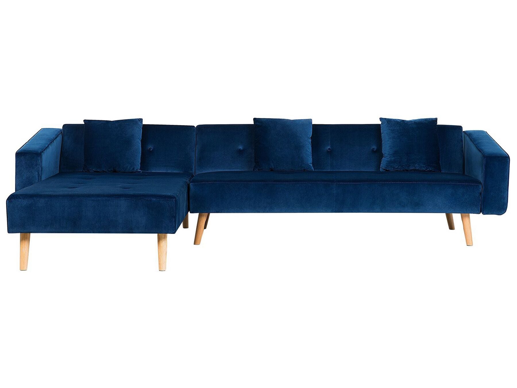 Corner Sofa Bed VADSO Velvet Navy Blue 4 Seater Right Hand