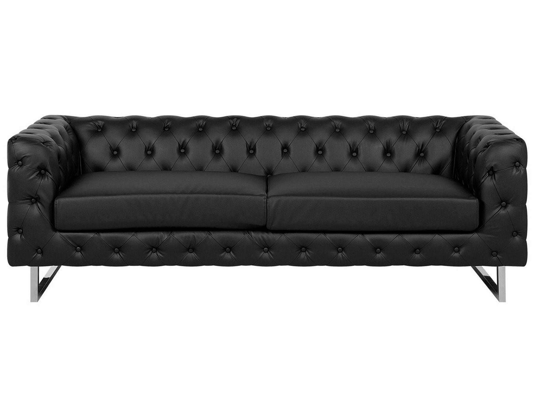 3 Seater Faux Leather Sofa Black VISSLAND