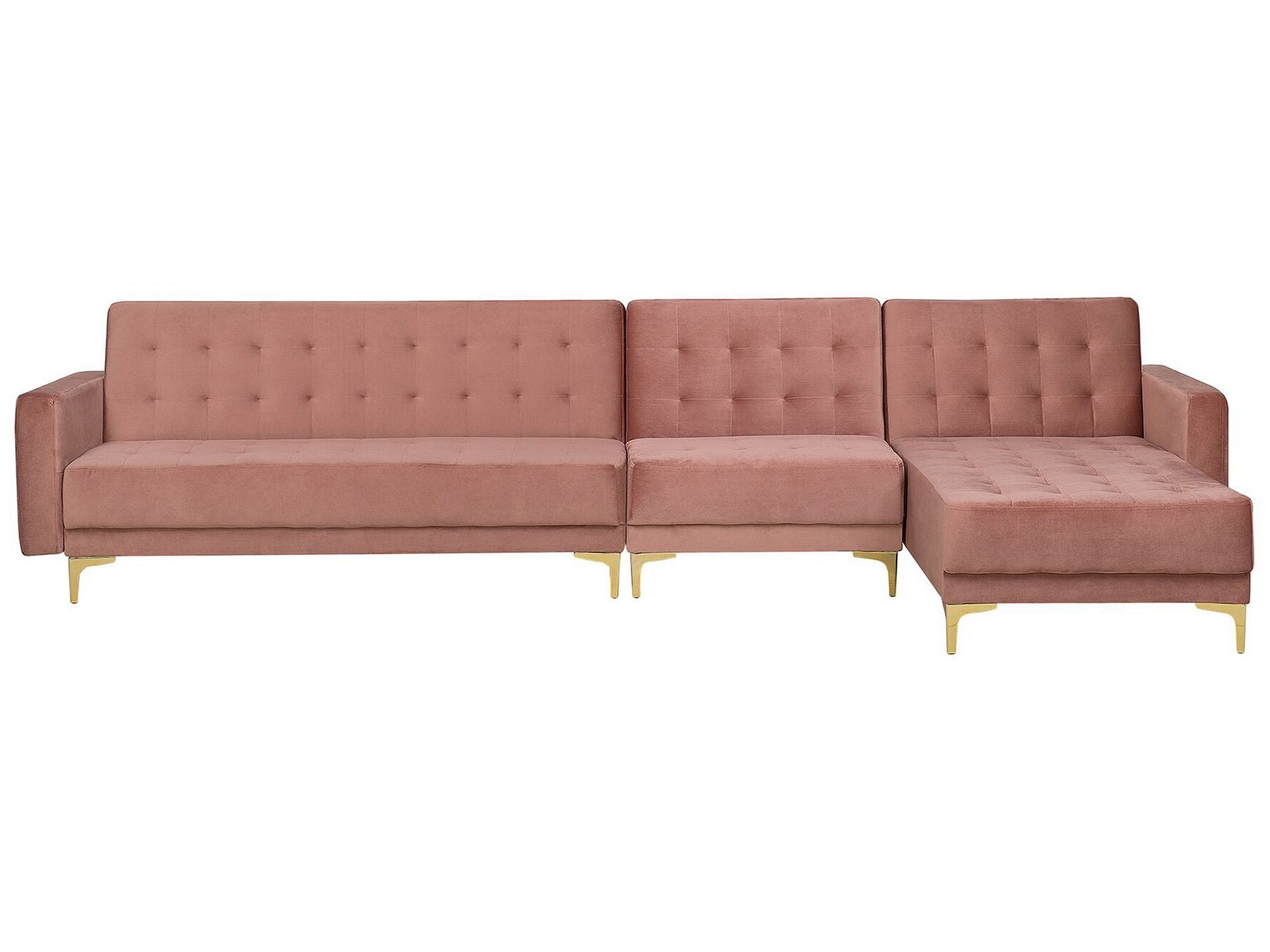 Modular Corner Sofa Bed ABERDEEN Velvet Pink 5 Seater Left Hand