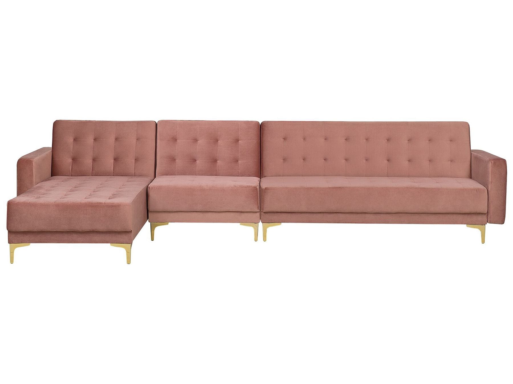 Modular Corner Sofa Bed ABERDEEN Velvet Pink 5 Seater Right Hand