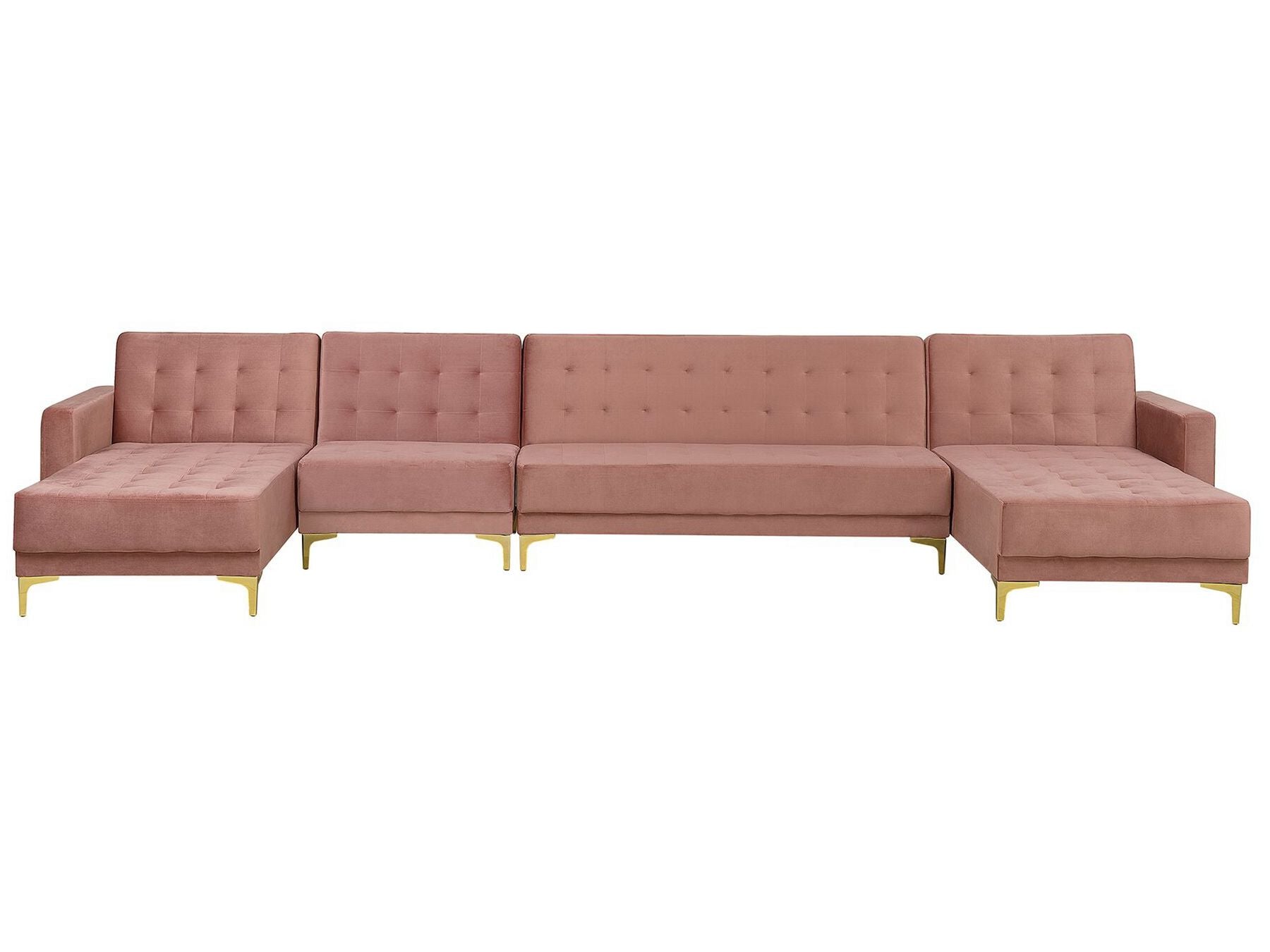 Modular U-Shape Sofa Bed ABERDEEN Velvet Pink 6 Seater