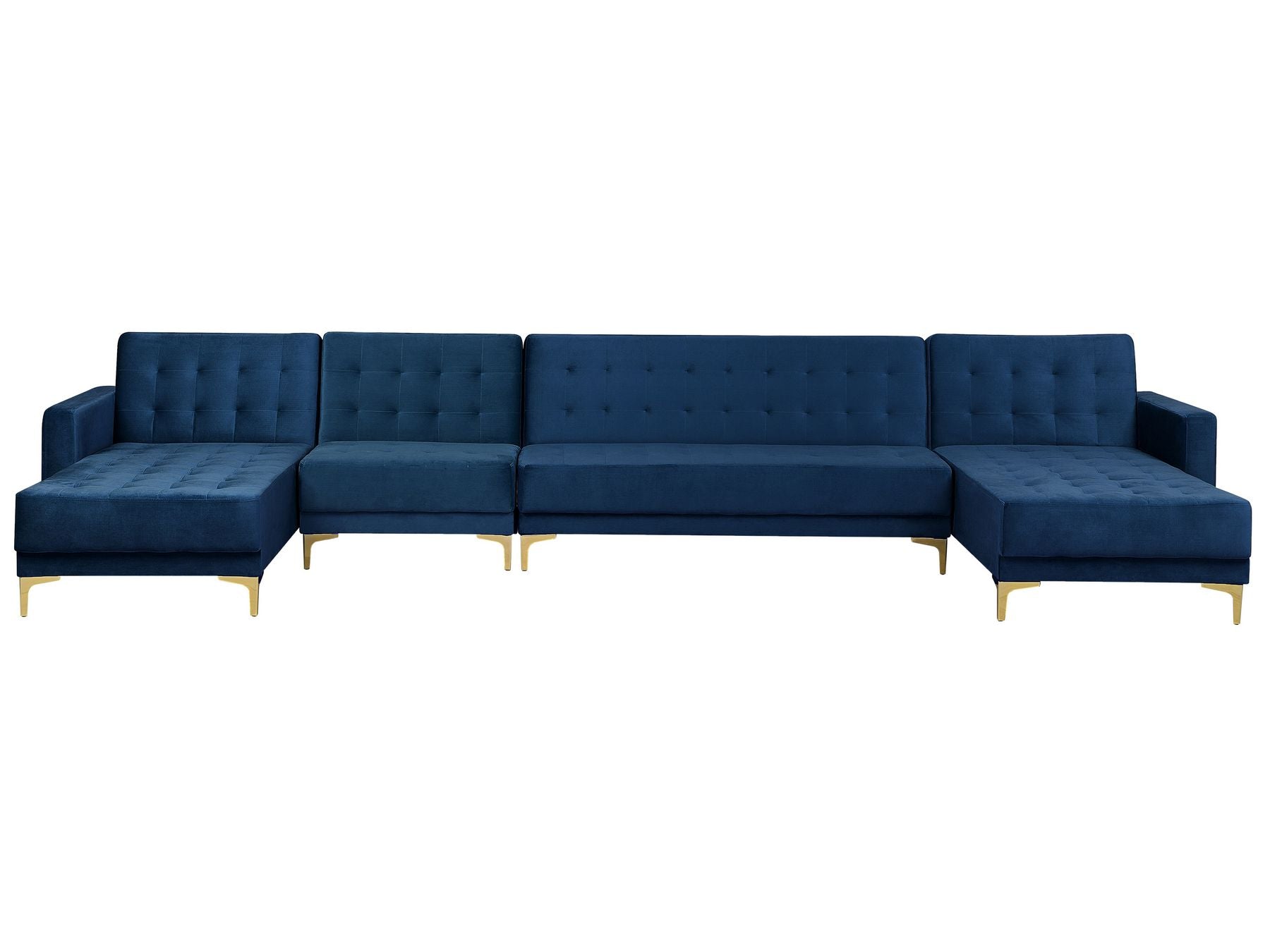 Modular U-Shape Sofa Bed ABERDEEN Velvet Navy Blue 6 Seater