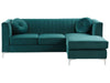 Corner Sofa Velvet Green 3 Seater Left Hand
