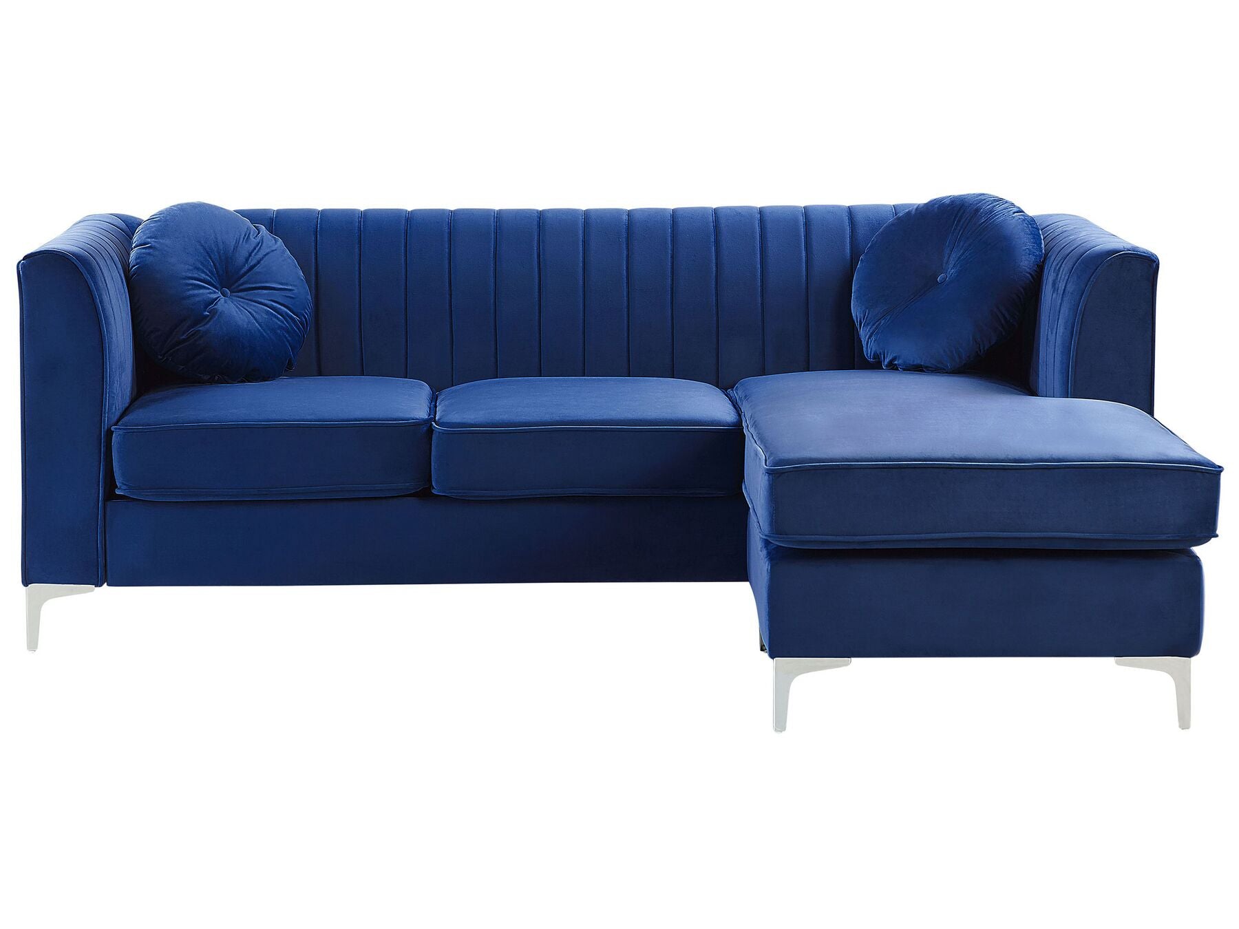 Corner Sofa TIMRA Velvet Navy Blue 3 Seater Left Hand