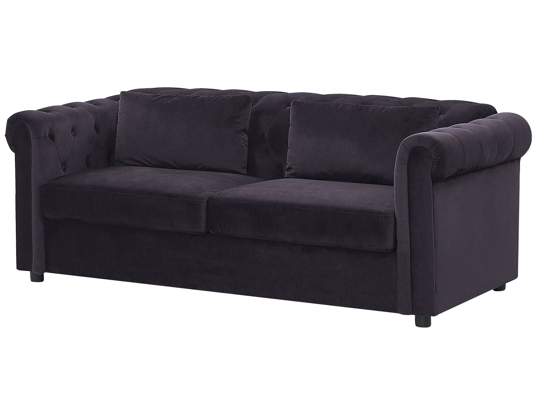 Sofa Bed CHESTERFIELD Velvet Black 3 Seater
