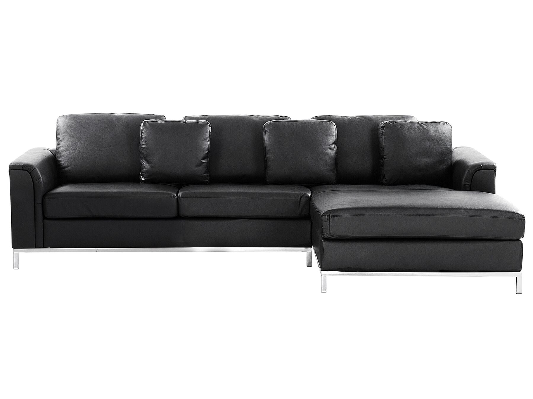Corner Sofa OSLO Leather Black 4 Seater Left Hand