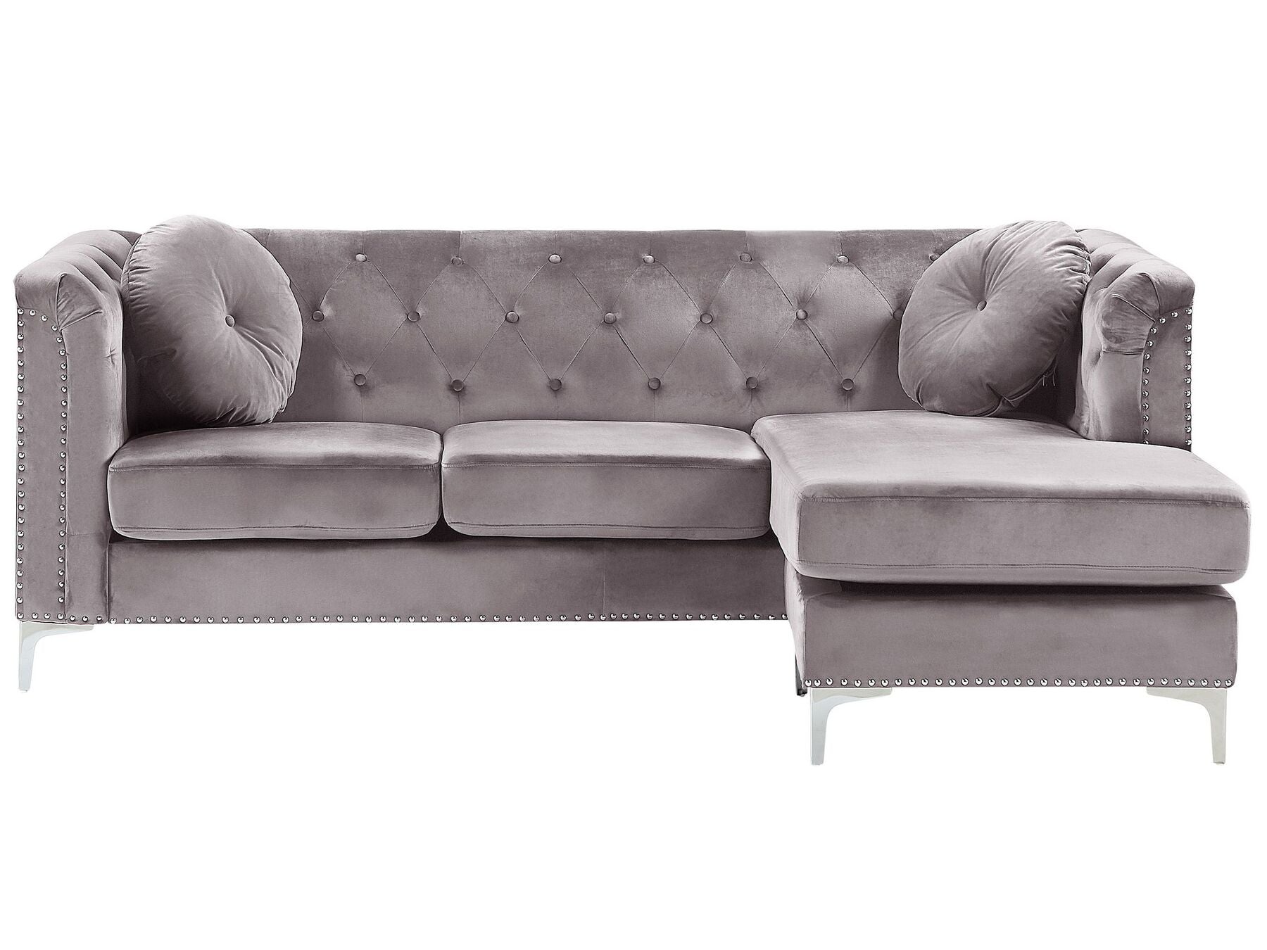 Corner Sofa FLEN Velvet Grey 3 Seater Left Hand