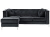 Corner Sofa Velvet Black 3 Seater Right Hand