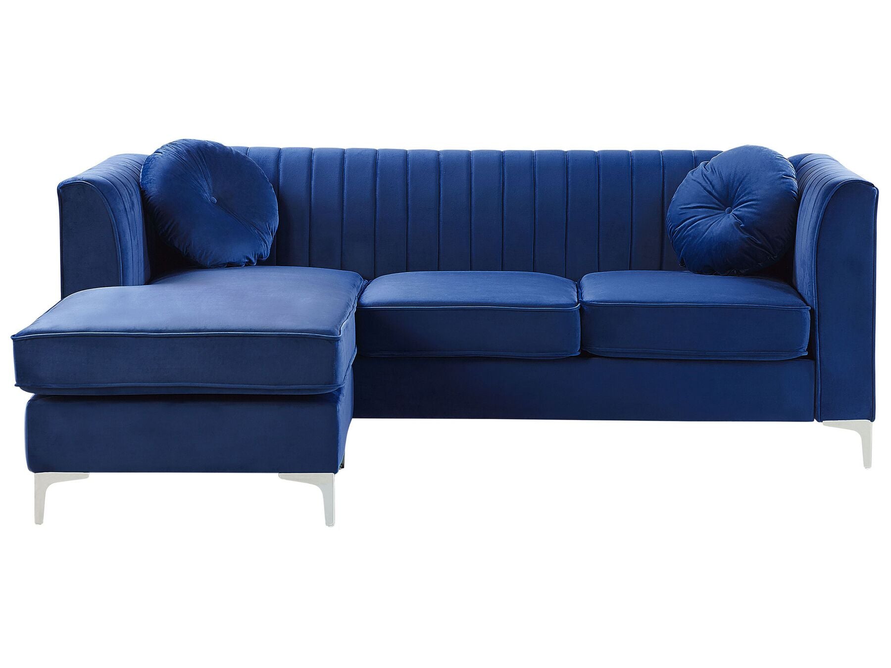 Corner Sofa TIMRA Velvet Navy Blue 3 Seater Right Hand