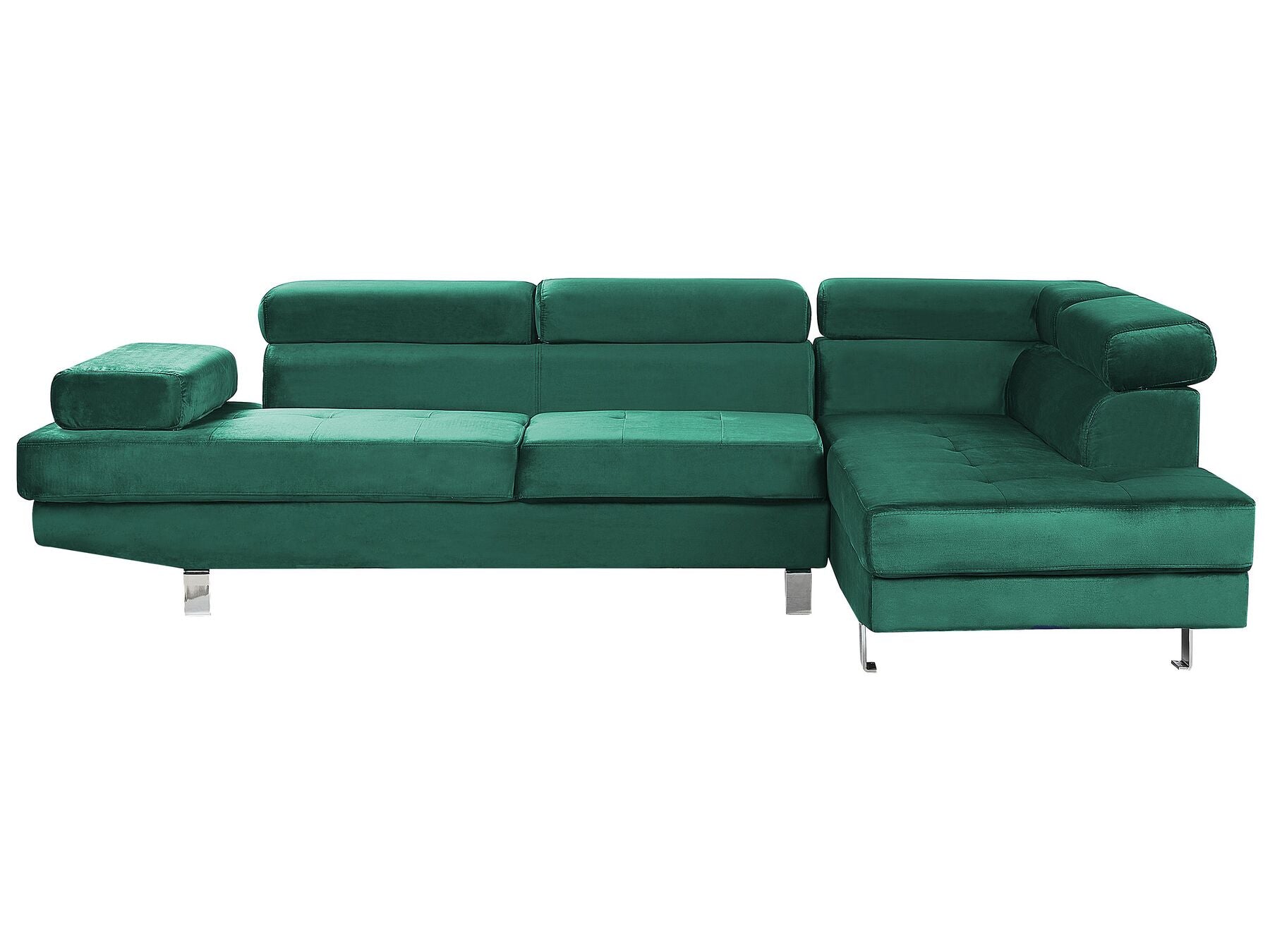 Corner Sofa NORREA Velvet Emerald Green 5 Seater Left Hand