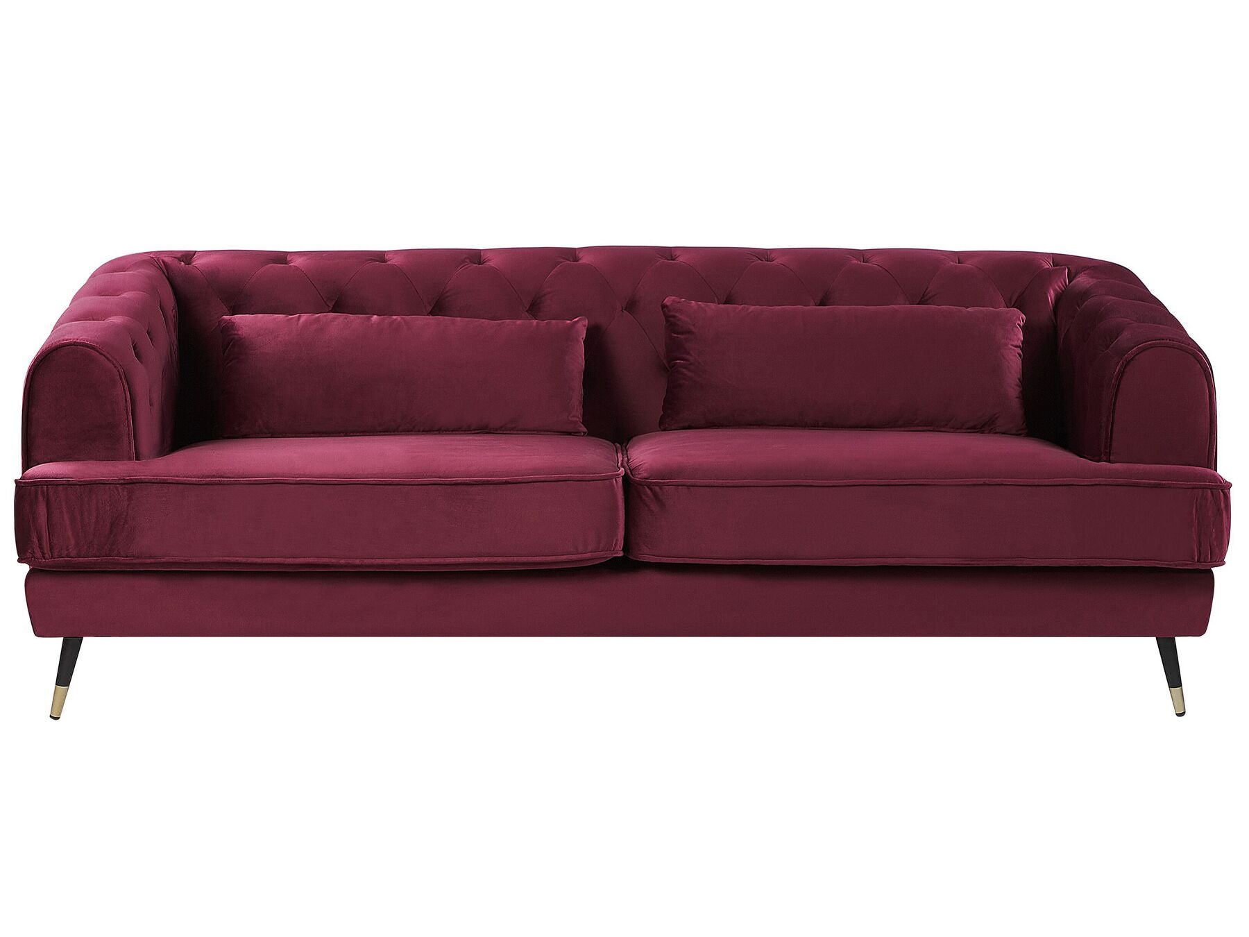 3 Seater Velvet Fabric Sofa Burgundy SLETTA