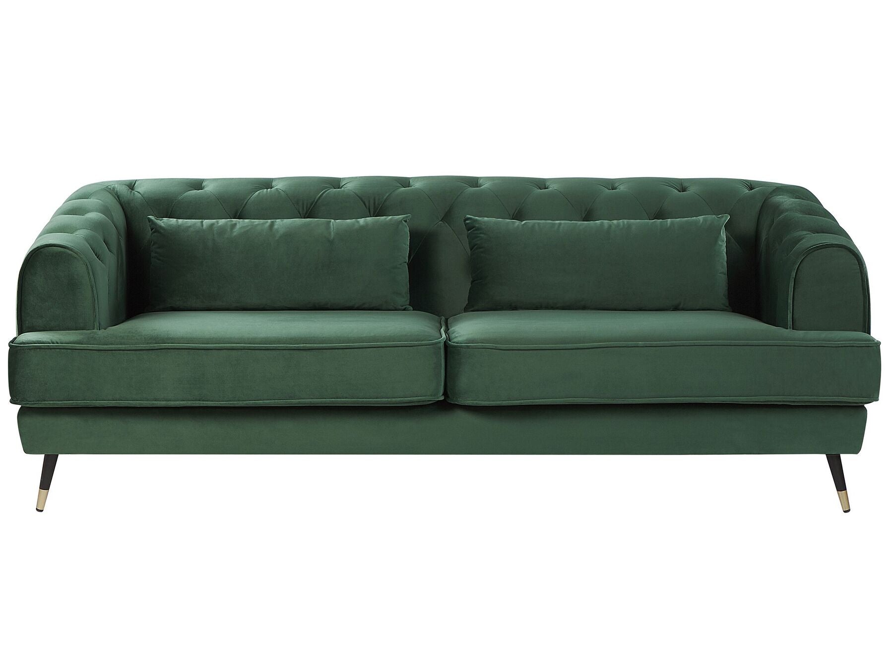 3 Seater Velvet Fabric Sofa Green SLETTA