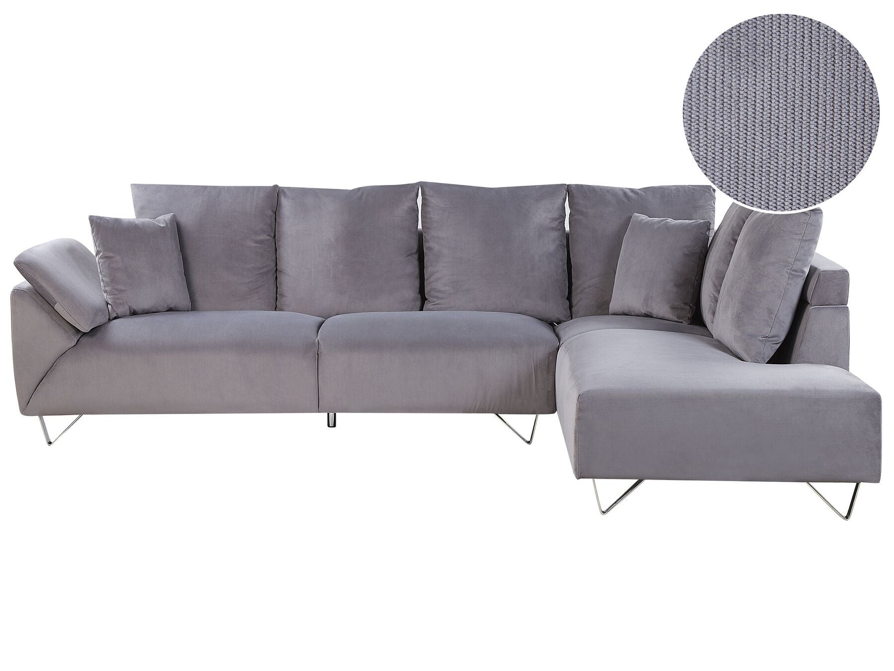 Corner Sofa LUNNER Corduroy Grey 4 Seater Left Hand