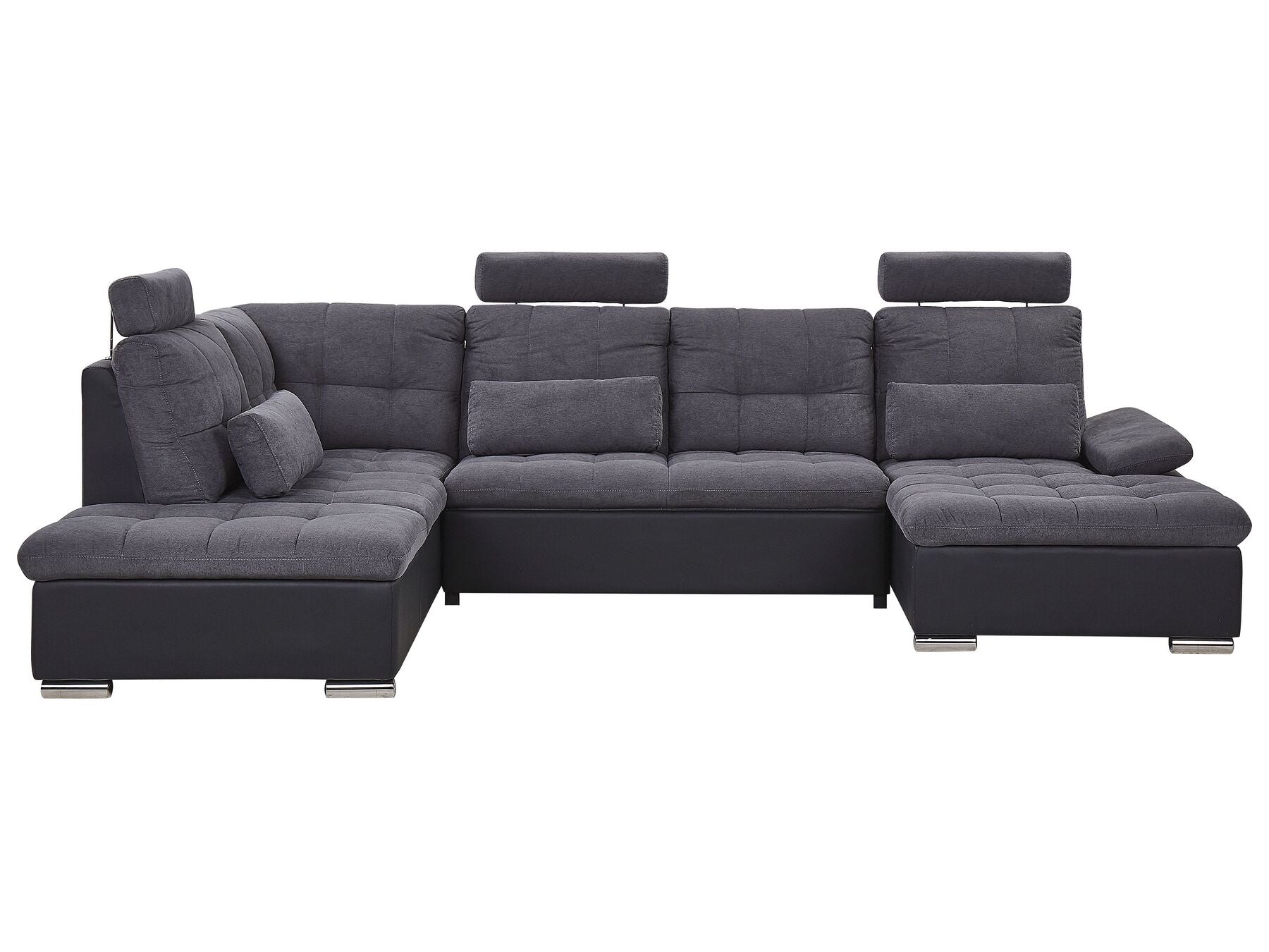 U-Shape Sofa Bed HALDEN Fabric Dark Grey with Storage 5 Seater Right Hand