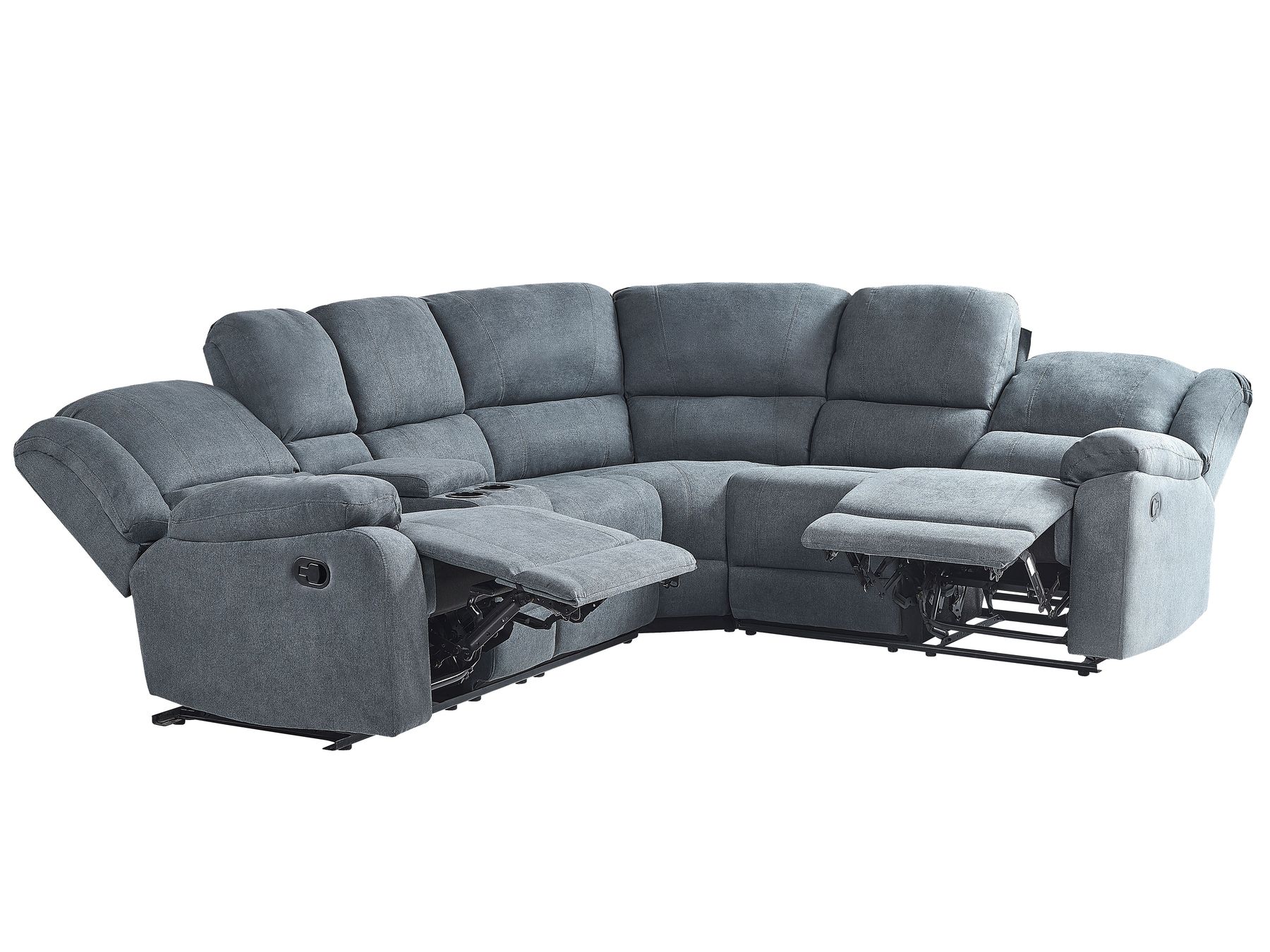 Manual Recliner Corner Sofa ROKKE Fabric Grey 5 Seater Left Hand