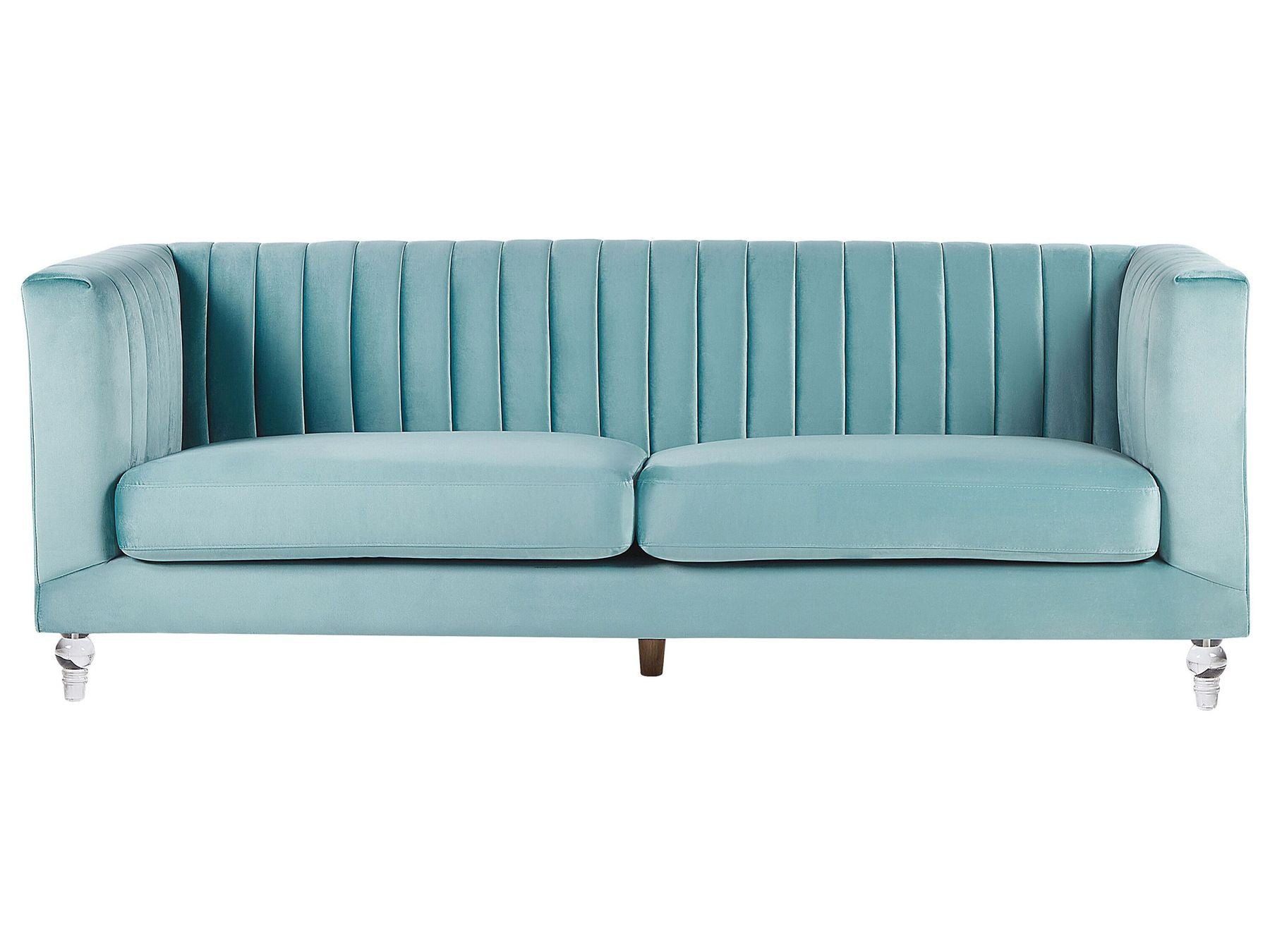3 Seater Velvet Fabric Sofa Light Blue ARVIKA