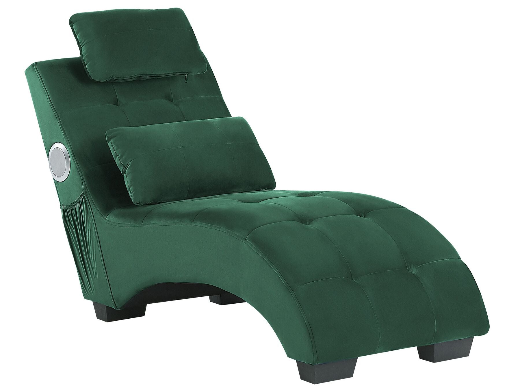 Chaise Longue SIMORRE Velvet Emerald Green with Built-In Bluetooth Speaker